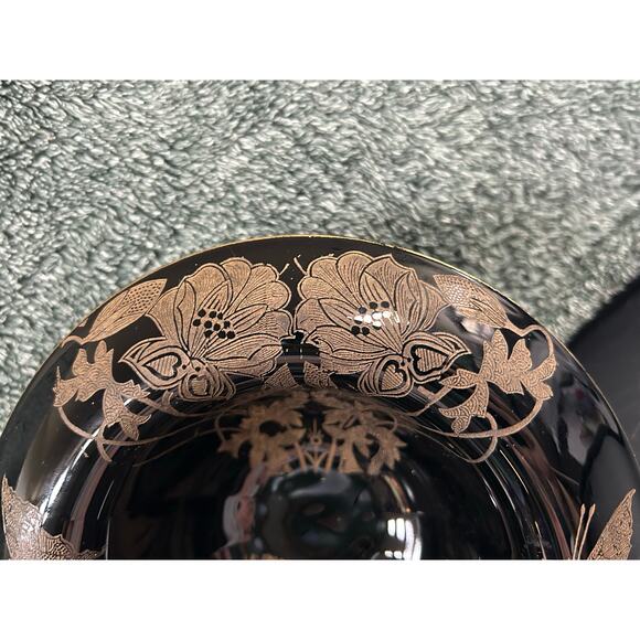 Art Nouveau Compote Black Amethyst Floral Butterfly Pattern Antique - Picture 13 of 15